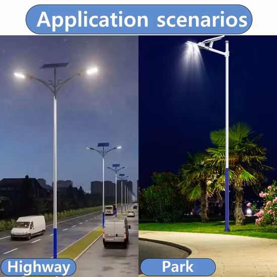 IP65 高輝度パワー防水屋外道路省エネ LED ソーラーパネル街路灯ポール付き